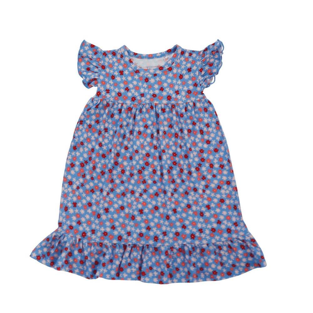 NEW SMALL SHOP kids ditsy floral ruffle dress in blue